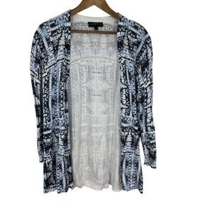 Lane Bryant Women's Open Front Cardigan Blue & Black Tie-Dye Pattern Size 14/16
